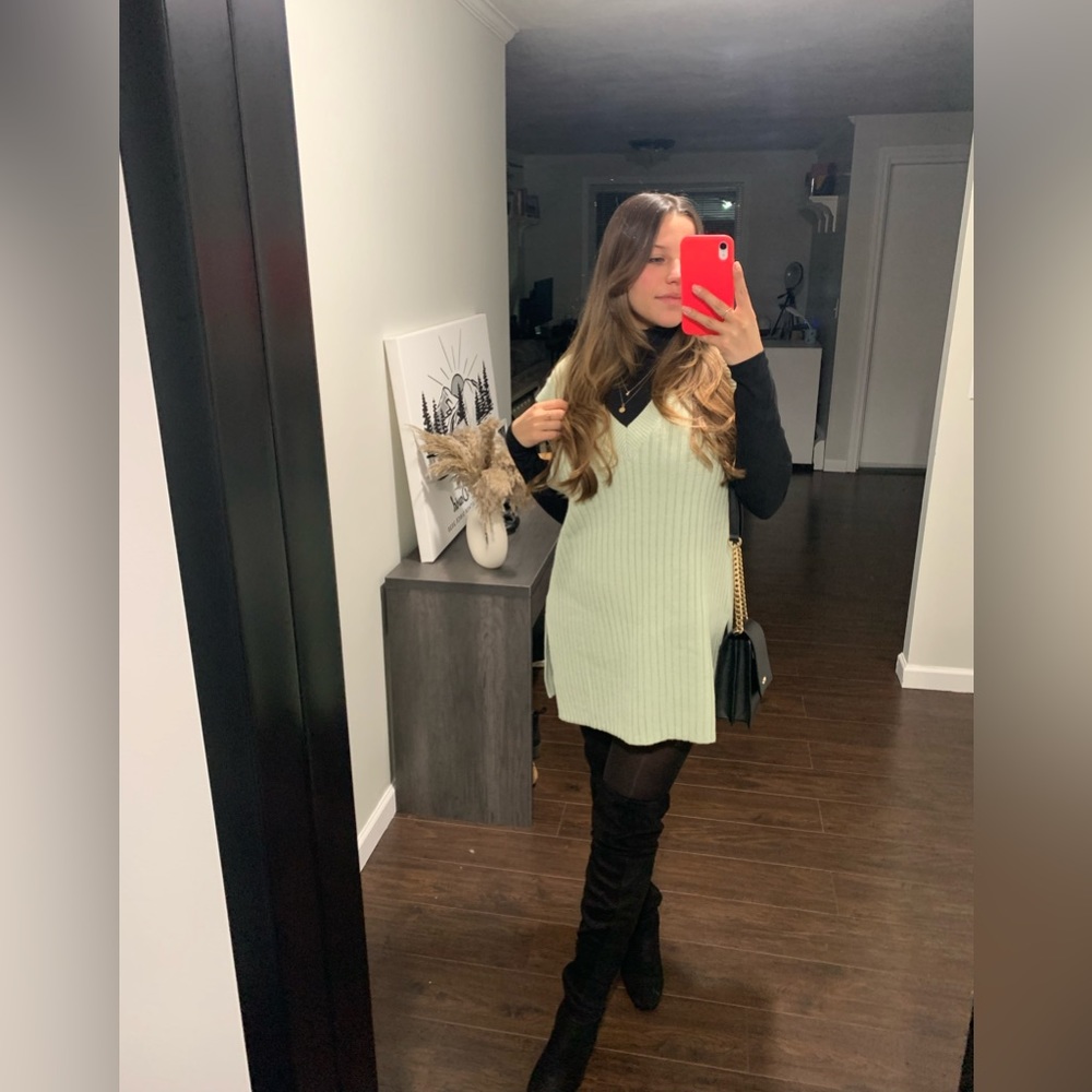 Over the knee black heeled boots